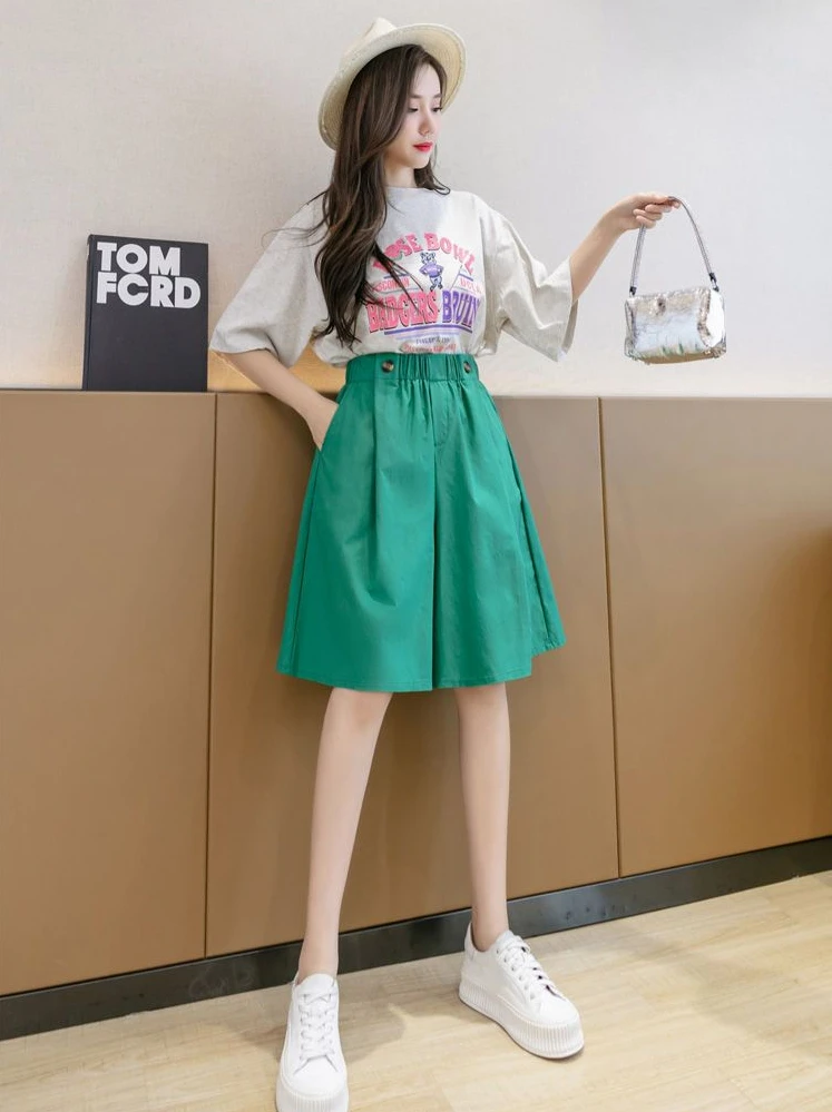Shorts for Women Culotte Half Wide Knee Length High Waist Skirt Pants Mid Short Woman Bermuda Designer Wholesale Casual Design