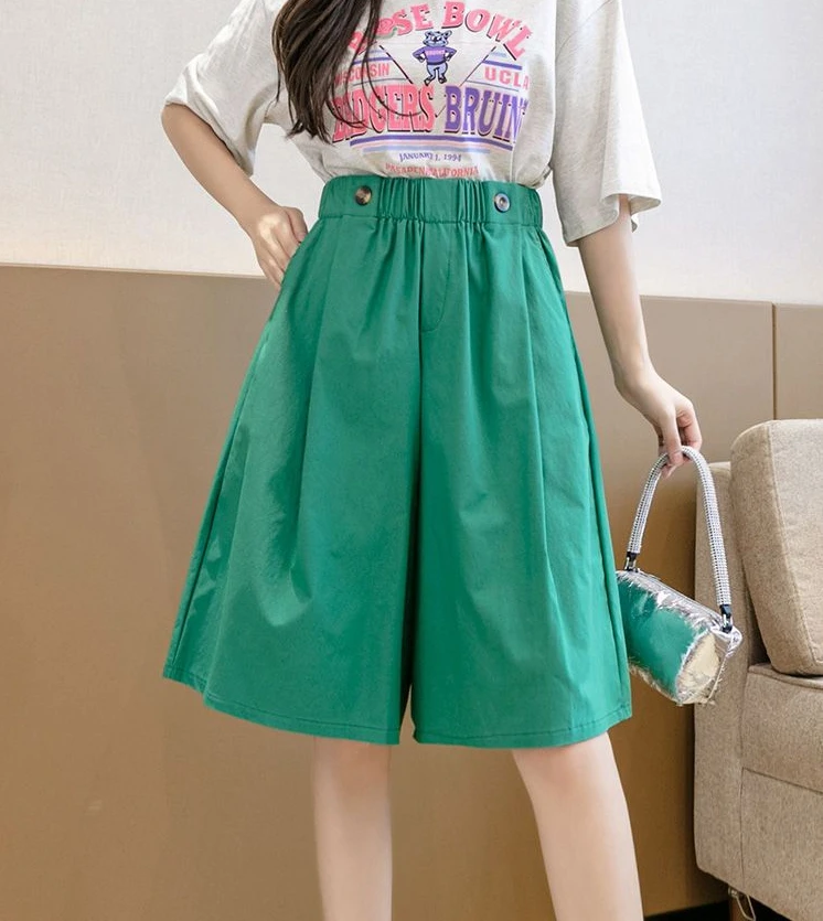 Shorts for Women Culotte Half Wide Knee Length High Waist Skirt Pants Mid Short Woman Bermuda Designer Wholesale Casual Design