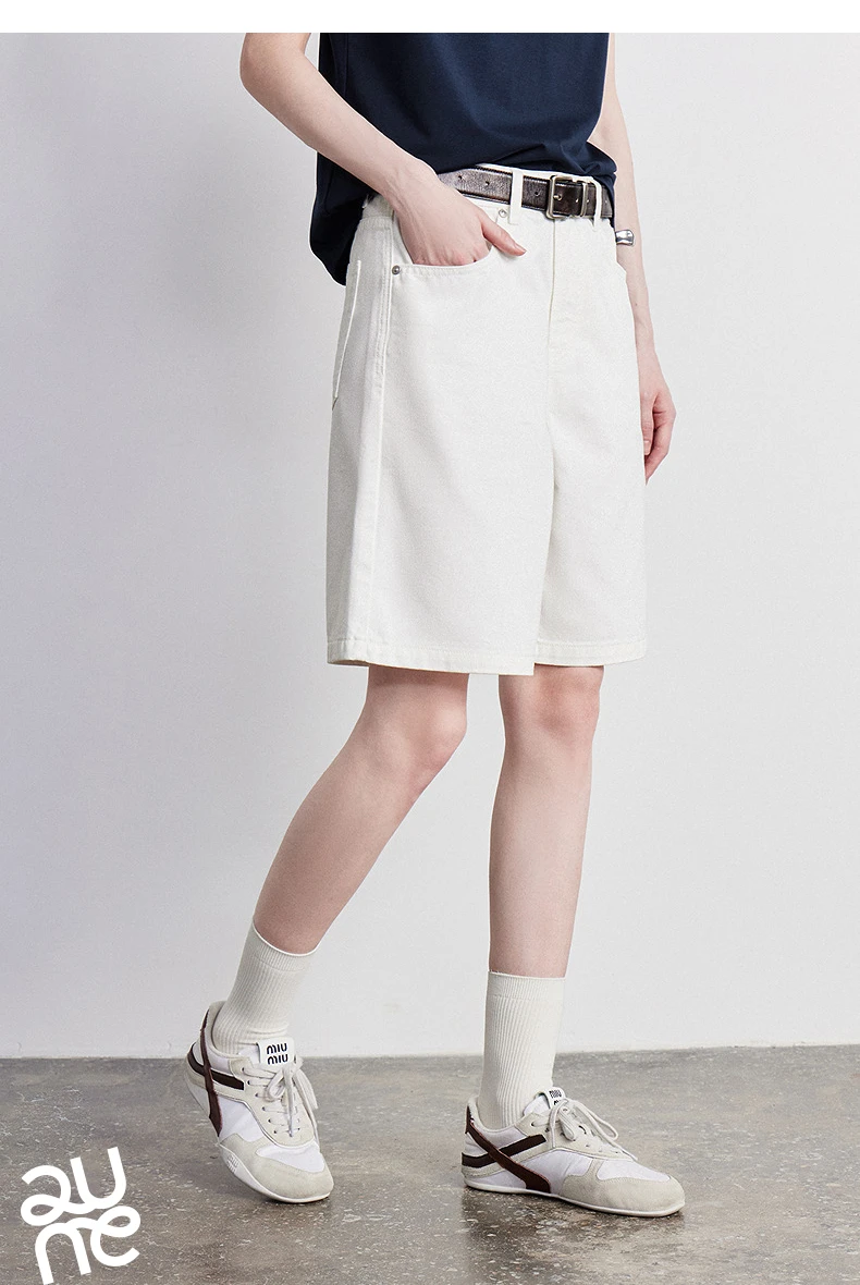 TOYOUTH Women's High Waist Wide Leg Denim Shorts 2026 Summer New Acetate Puff Vintage Blue 5-Pocket Hot Pants