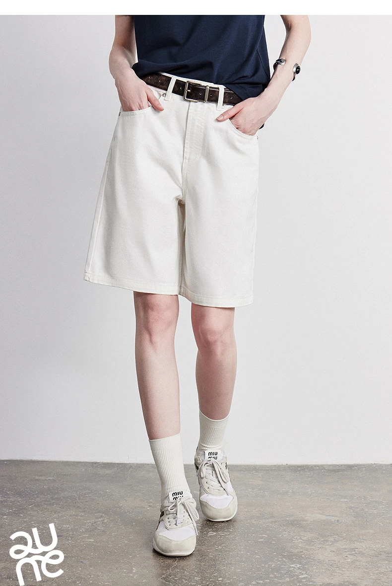 TOYOUTH Women's High Waist Wide Leg Denim Shorts 2026 Summer New Acetate Puff Vintage Blue 5-Pocket Hot Pants