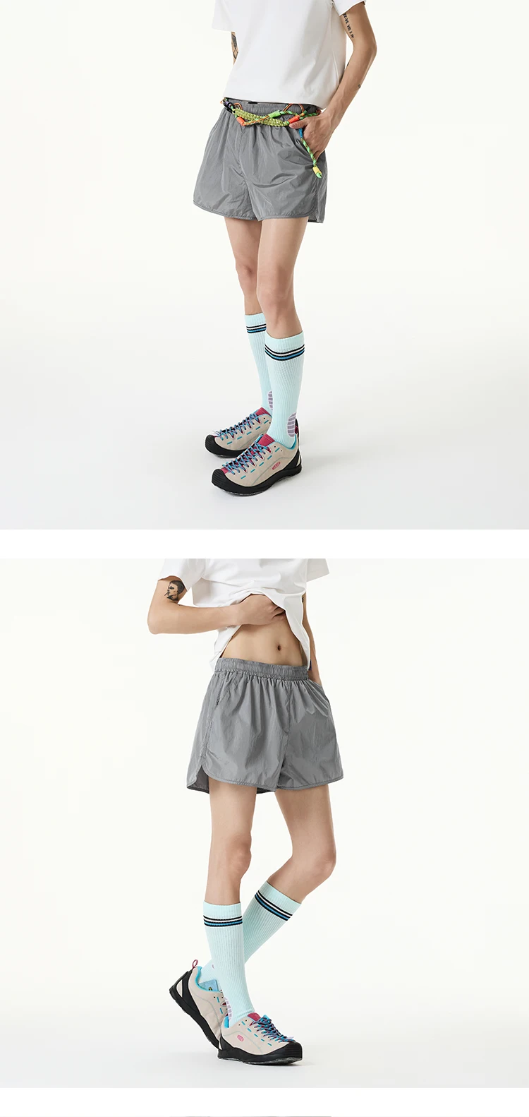 Women Quick-Dry Outdoor Shorts, Summer Breathable Casual Shorts with Elastic Waist, Lightweight for Travel & Hiking