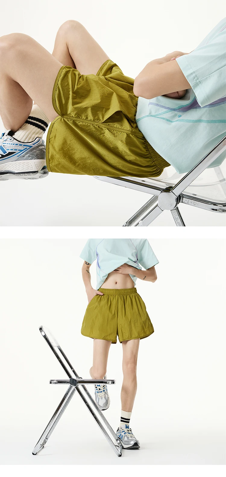 Women Quick-Dry Outdoor Shorts, Summer Breathable Casual Shorts with Elastic Waist, Lightweight for Travel & Hiking