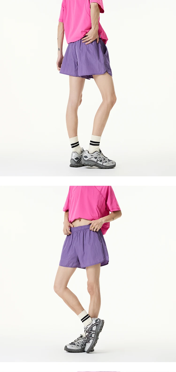 Women Quick-Dry Outdoor Shorts, Summer Breathable Casual Shorts with Elastic Waist, Lightweight for Travel & Hiking