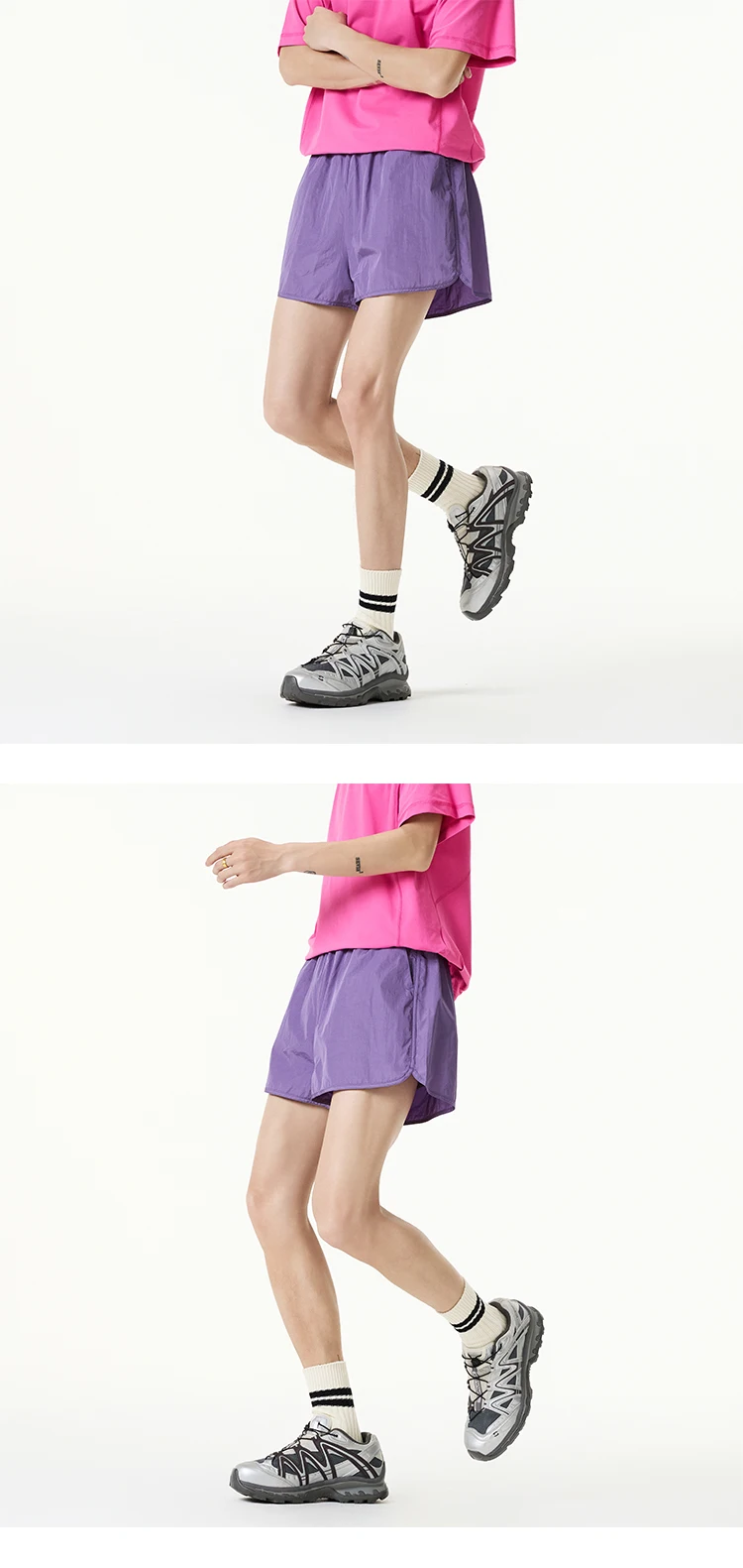 Women Quick-Dry Outdoor Shorts, Summer Breathable Casual Shorts with Elastic Waist, Lightweight for Travel & Hiking