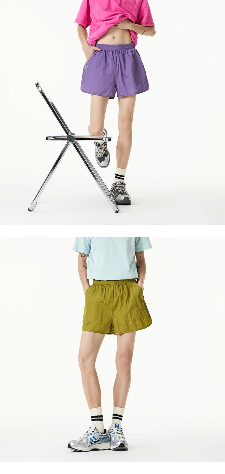 Women Quick-Dry Outdoor Shorts, Summer Breathable Casual Shorts with Elastic Waist, Lightweight for Travel & Hiking