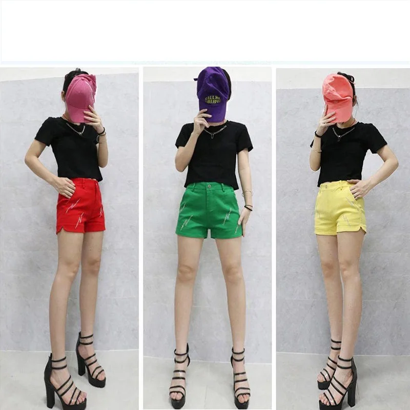 Black Denim Shorts For women's 2026 Spring/summer New Female Elastic high waisted Slim A-line Hot pants Casual Shorts