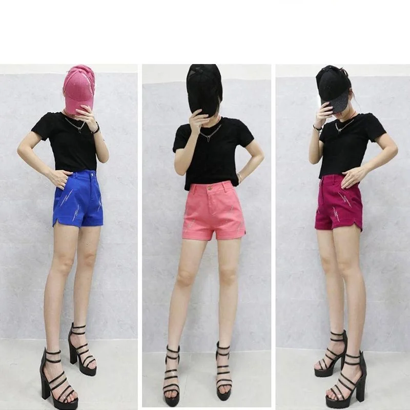 Black Denim Shorts For women's 2026 Spring/summer New Female Elastic high waisted Slim A-line Hot pants Casual Shorts