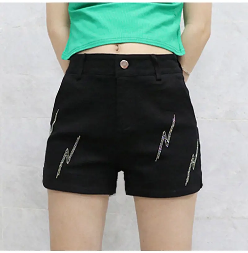 Black Denim Shorts For women's 2026 Spring/summer New Female Elastic high waisted Slim A-line Hot pants Casual Shorts