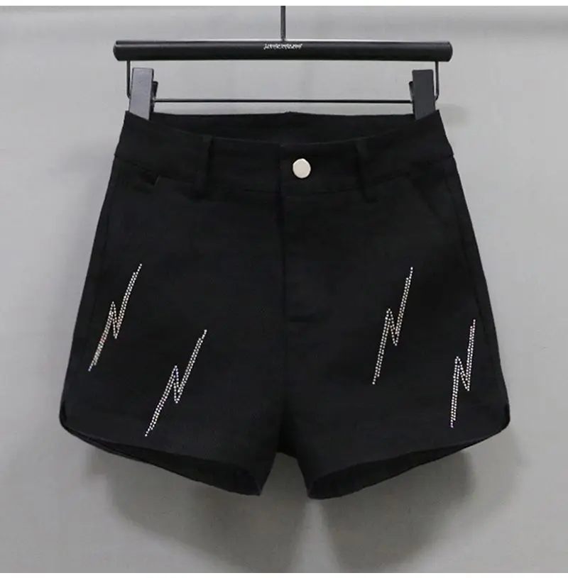Black Denim Shorts For women's 2026 Spring/summer New Female Elastic high waisted Slim A-line Hot pants Casual Shorts