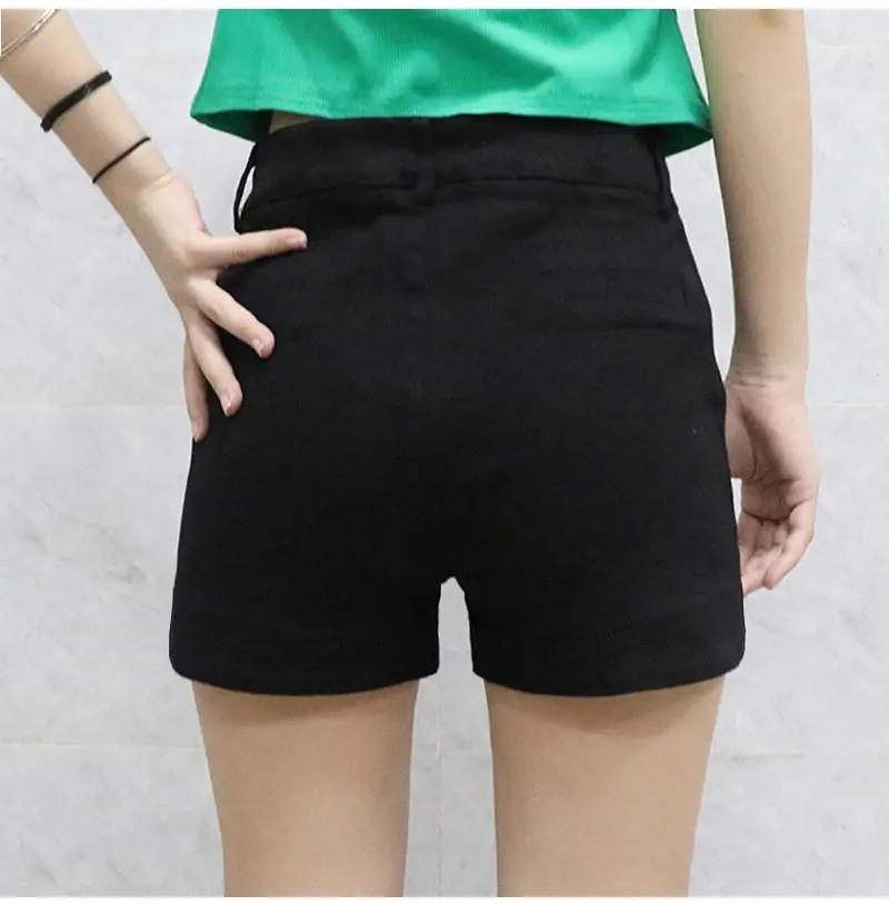 Black Denim Shorts For women's 2026 Spring/summer New Female Elastic high waisted Slim A-line Hot pants Casual Shorts