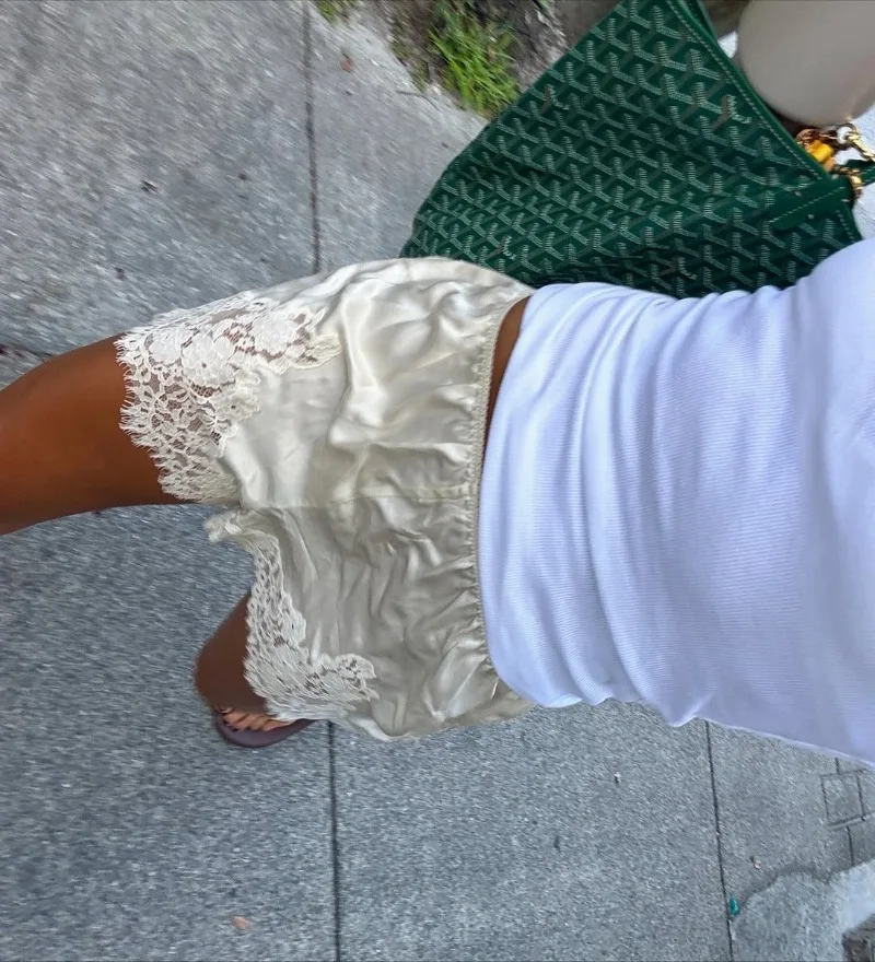 Trendix Sexy Lace Shorts Women 2026 Summer Fashion Patchwork High Waist Short Pants Party Vacation Beach Hollow Out Shorts Femme