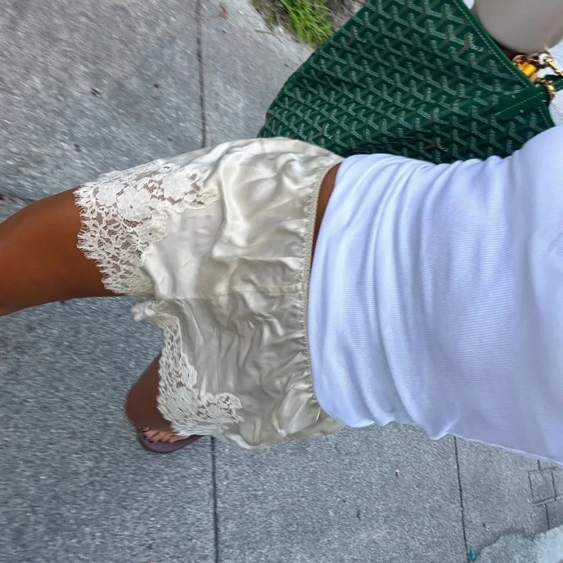 Trendix Sexy Lace Shorts Women 2026 Summer Fashion Patchwork High Waist Short Pants Party Vacation Beach Hollow Out Shorts Femme