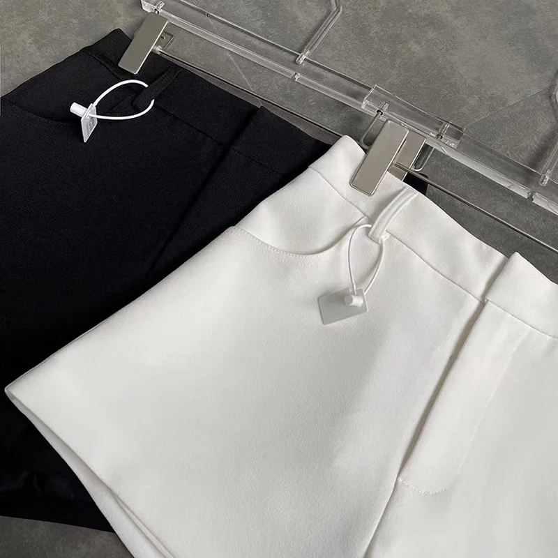 MEXZT Streetwear Black Shorts Women Korean Elegant High Waist White Wide Leg Suit Shorts Fashion Sexy Club Slim Hot Short Pants