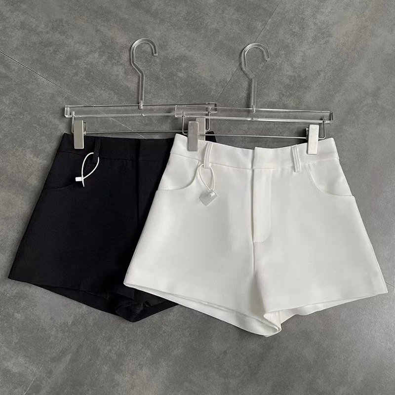 MEXZT Streetwear Black Shorts Women Korean Elegant High Waist White Wide Leg Suit Shorts Fashion Sexy Club Slim Hot Short Pants