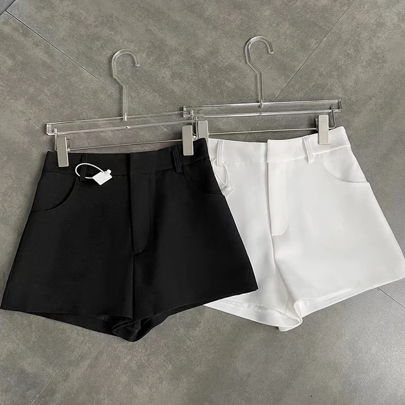 MEXZT Streetwear Black Shorts Women Korean Elegant High Waist White Wide Leg Suit Shorts Fashion Sexy Club Slim Hot Short Pants