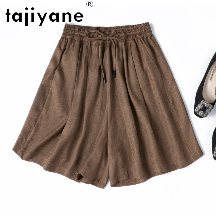 TAJIYANE 100% Natural Mulberry Silk Shorts Woman Summer Baggy Short Fashion Casual Short Pants Women Clothing 2025 Шорты Женский