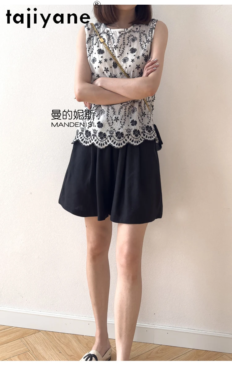 TAJIYANE 100% Natural Mulberry Silk Shorts Woman Summer Baggy Short Fashion Casual Short Pants Women Clothing 2025 Шорты Женский