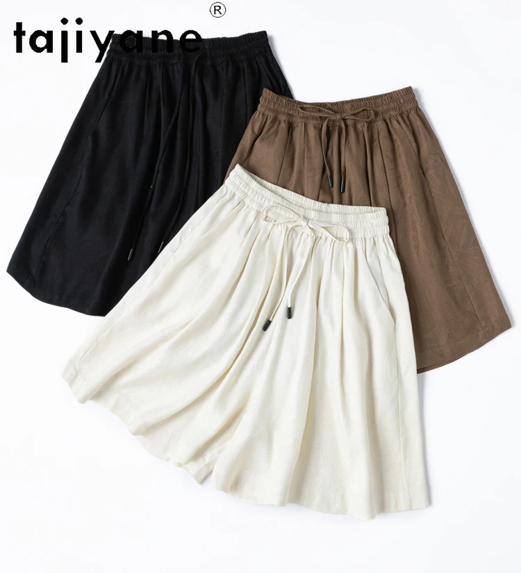 TAJIYANE 100% Natural Mulberry Silk Shorts Woman Summer Baggy Short Fashion Casual Short Pants Women Clothing 2025 Шорты Женский