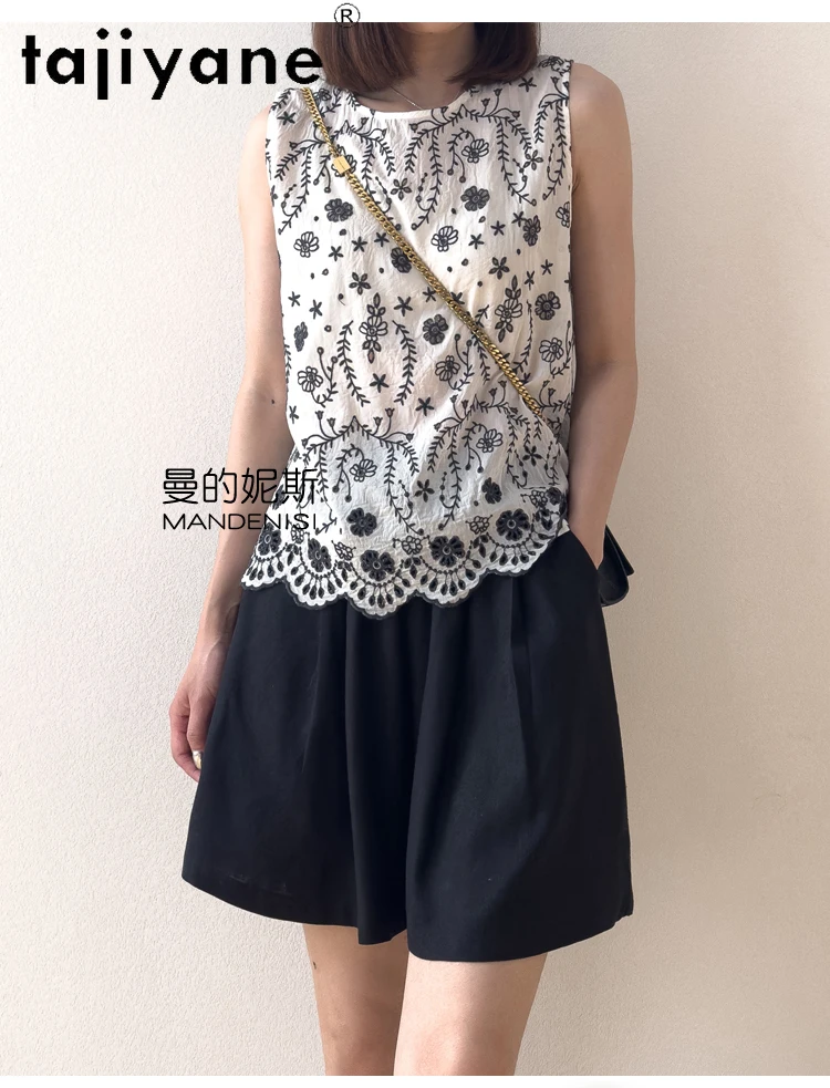 TAJIYANE 100% Natural Mulberry Silk Shorts Woman Summer Baggy Short Fashion Casual Short Pants Women Clothing 2025 Шорты Женский