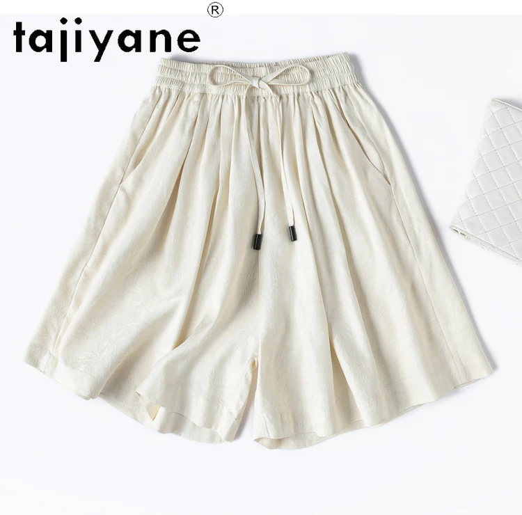 TAJIYANE 100% Natural Mulberry Silk Shorts Woman Summer Baggy Short Fashion Casual Short Pants Women Clothing 2025 Шорты Женский