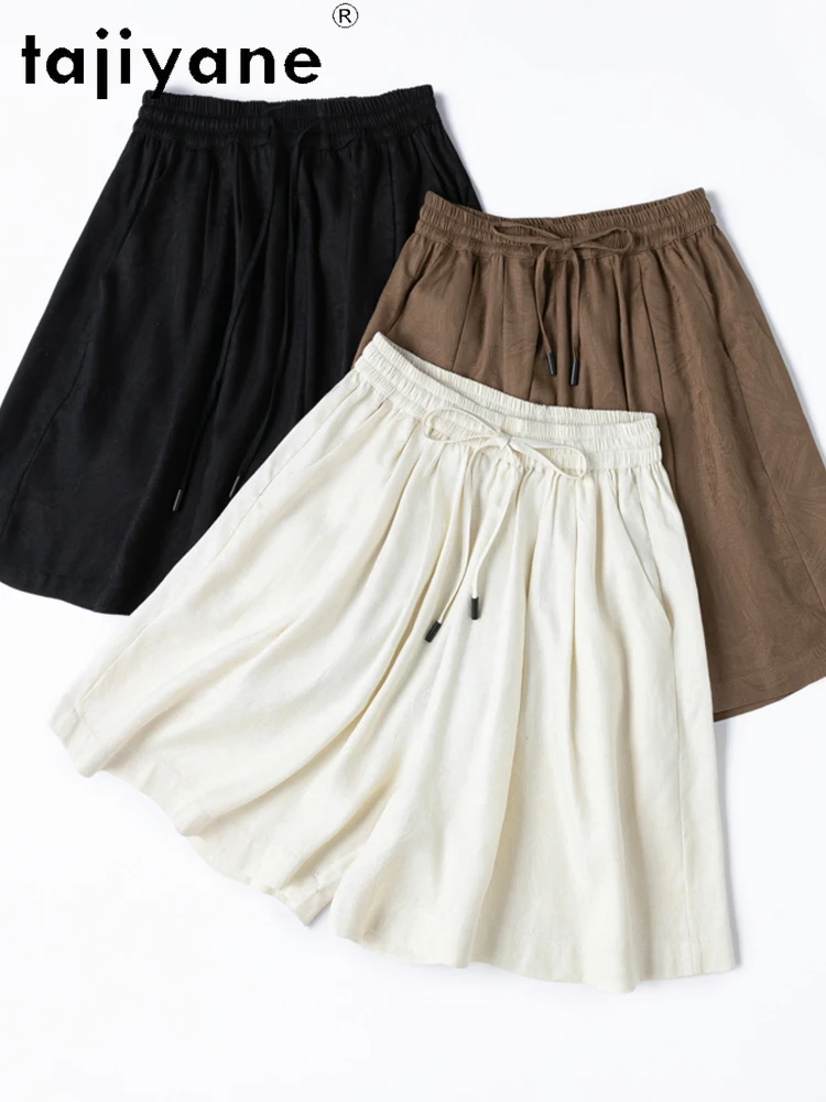 TAJIYANE 100% Natural Mulberry Silk Shorts Woman Summer Baggy Short Fashion Casual Short Pants Women Clothing 2025 Шорты Женский