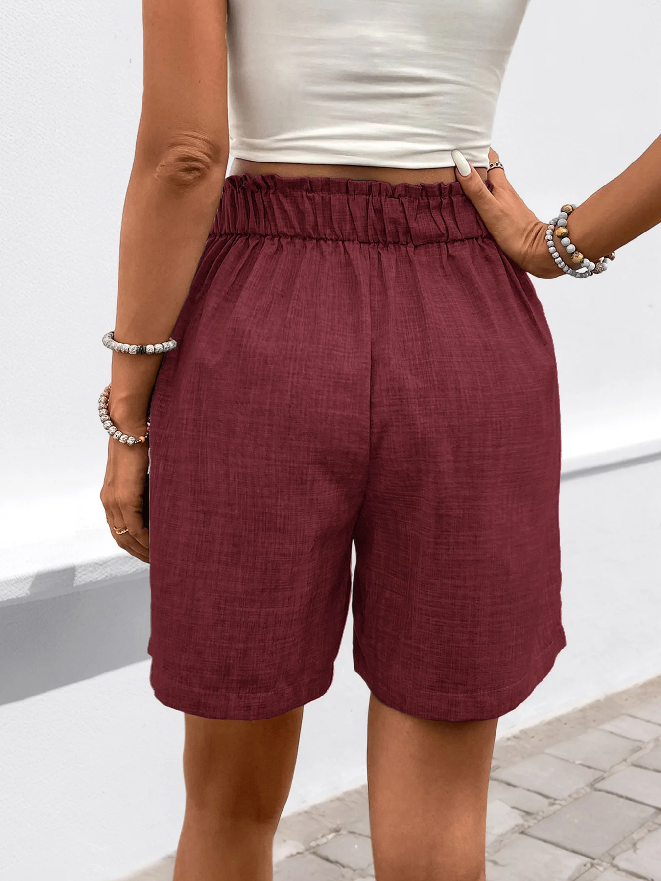 Summer New High Waist Shorts For Women Casual Loose Wide Leg Solid Shorts Casual Female Short Pants Pockets Holiday Shorts 2025