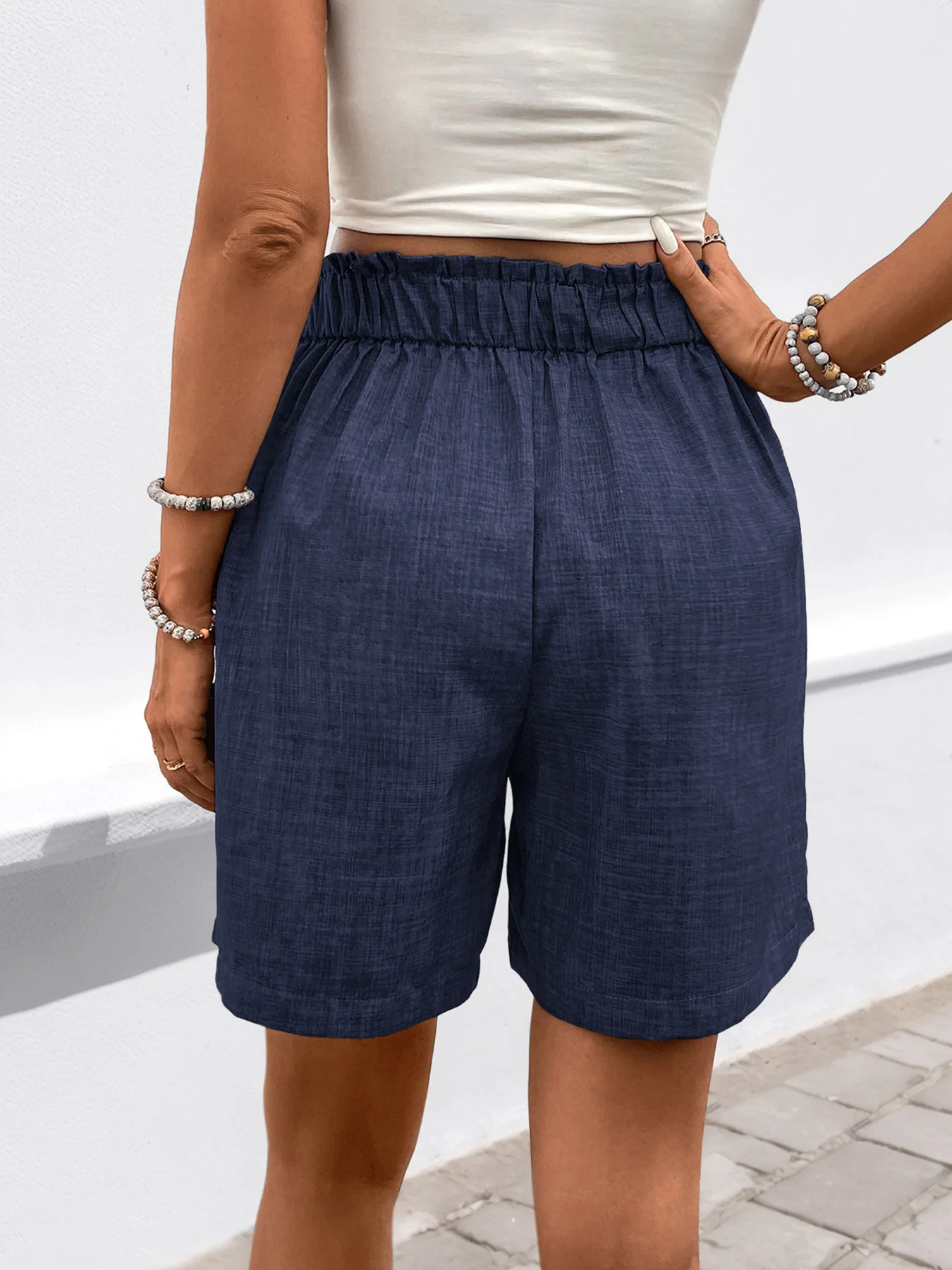 Summer New High Waist Shorts For Women Casual Loose Wide Leg Solid Shorts Casual Female Short Pants Pockets Holiday Shorts 2025