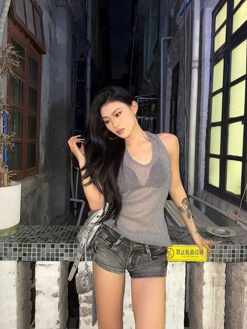 Vintage Coquette Low Rise 2000s Jean Shorts Denim Hot Pants Japanese Summer Women Y2k Streetwear Gyaru Harajuku Fashion Grunge