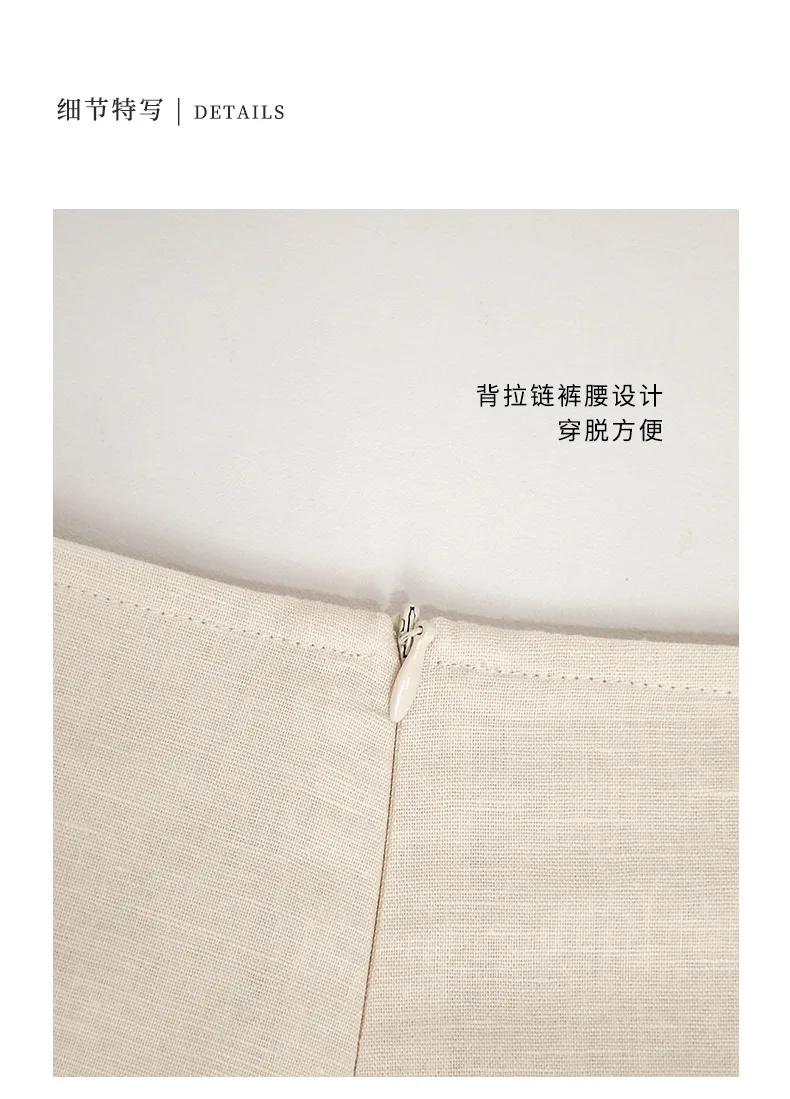 Japanese Style Linen Cotton Straight Shorts Skirts Women's Side Split Slim Casual Double-Layer Shorts Chic Fake Two Clothes