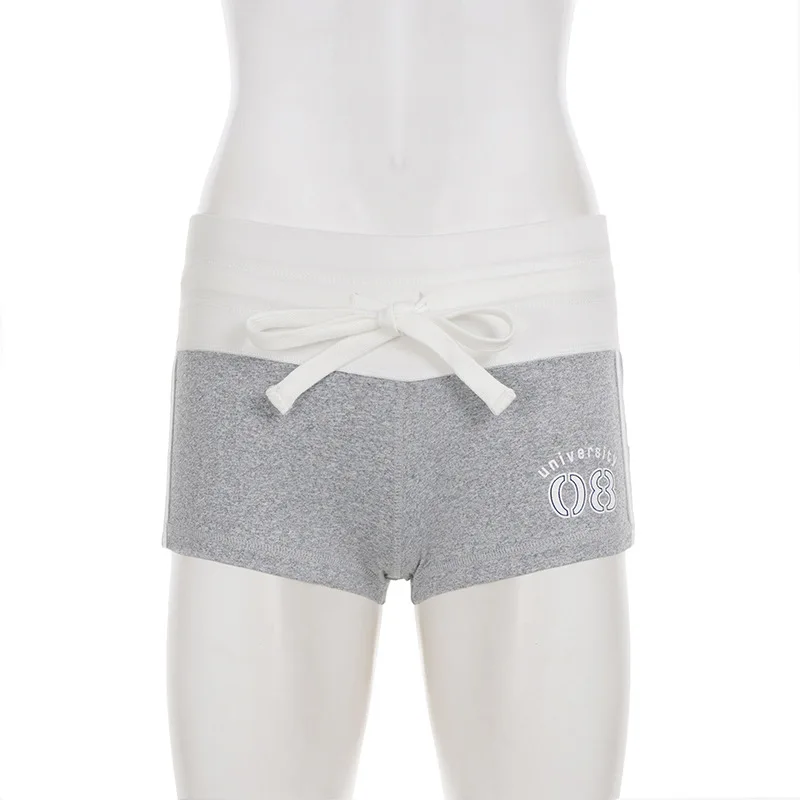 Women's Street Style Color Matching Letter Printing Shorts Casual Sports Drawstring Waist Navel Shorts