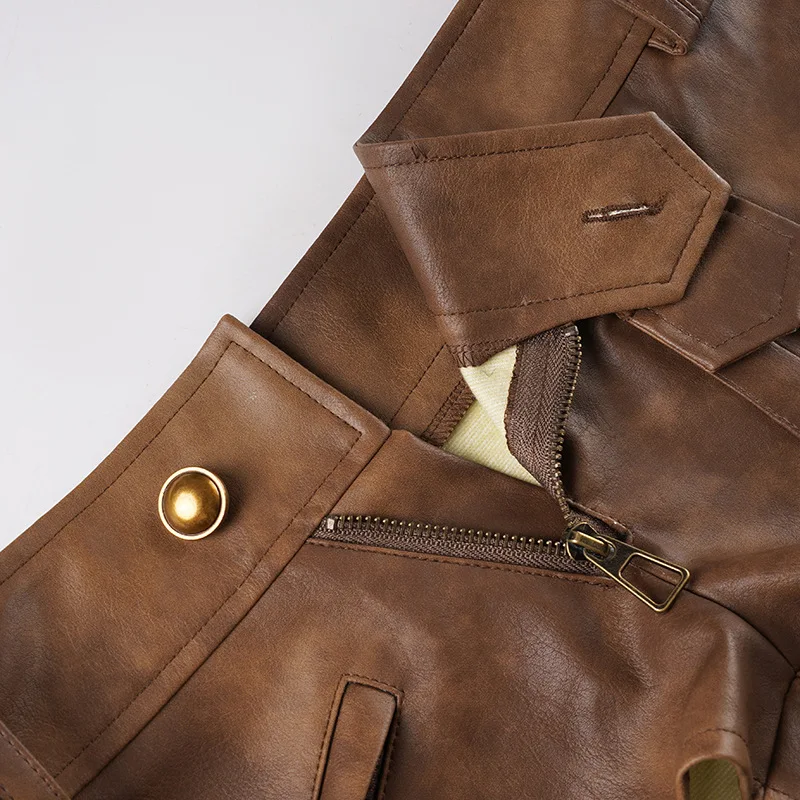 Street Style Spice Girls Fashion New Sexy Brown Pu Leather Super Shorts Women Low Waist Tight Hip Wrap Hot Pants