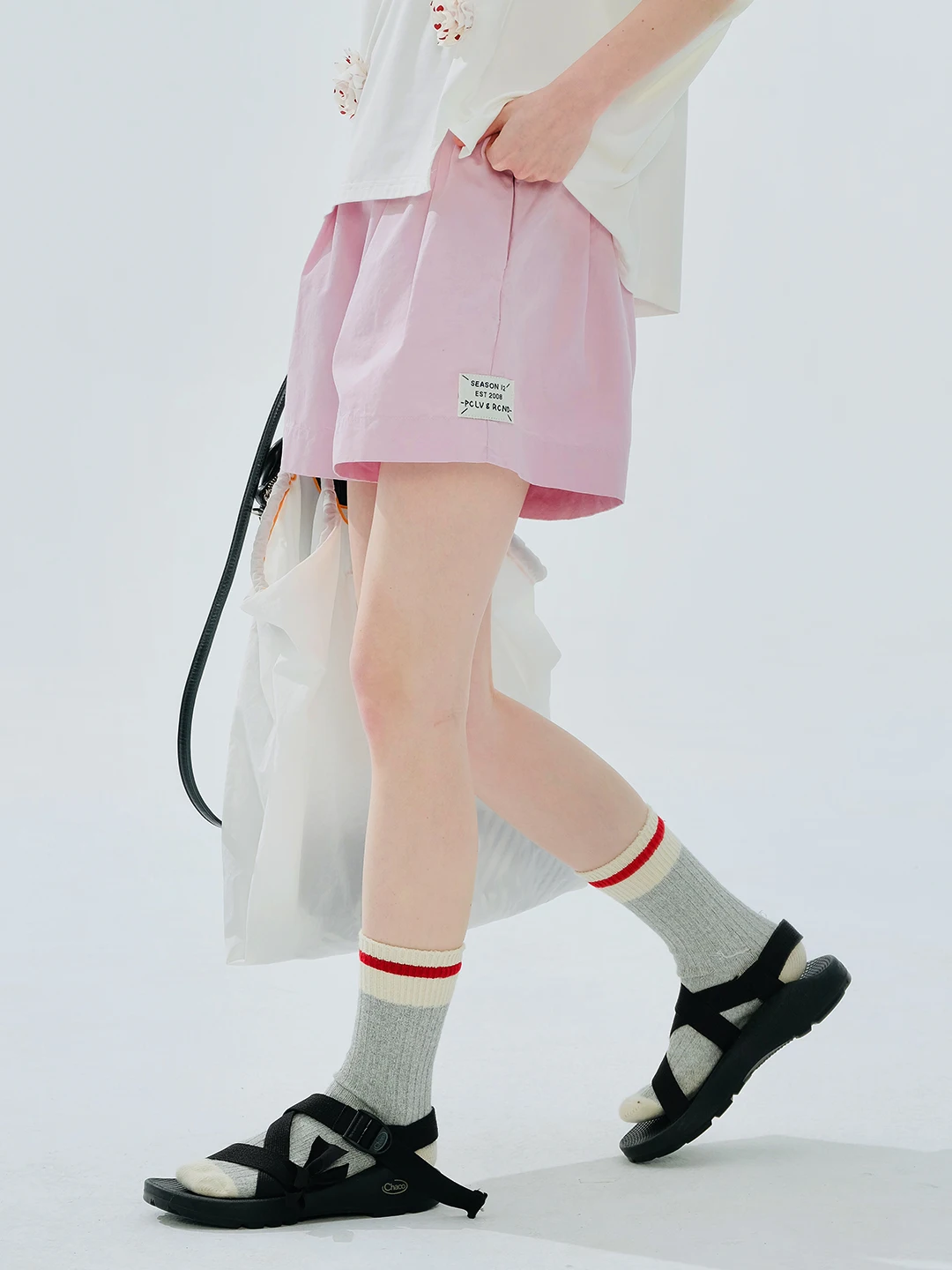 imakokoni Pink Ruffled Elastic High Waist Wide Leg Shorts Pants Women's Shorts Casual Female Clothing for Women