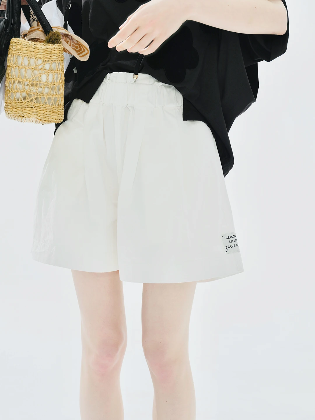 imakokoni Pink Ruffled Elastic High Waist Wide Leg Shorts Pants Women's Shorts Casual Female Clothing for Women
