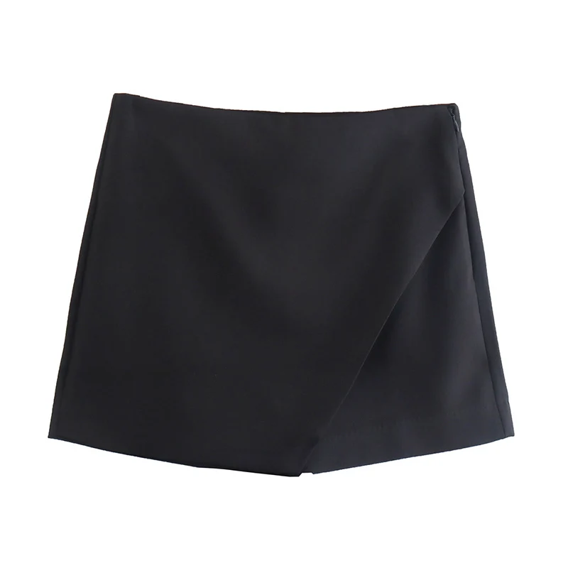 New Women Fashion Candy Color Asymmetrical Shorts Skirts Lady Zipper Fly Pockets Hot Shorts Chic Pantalone