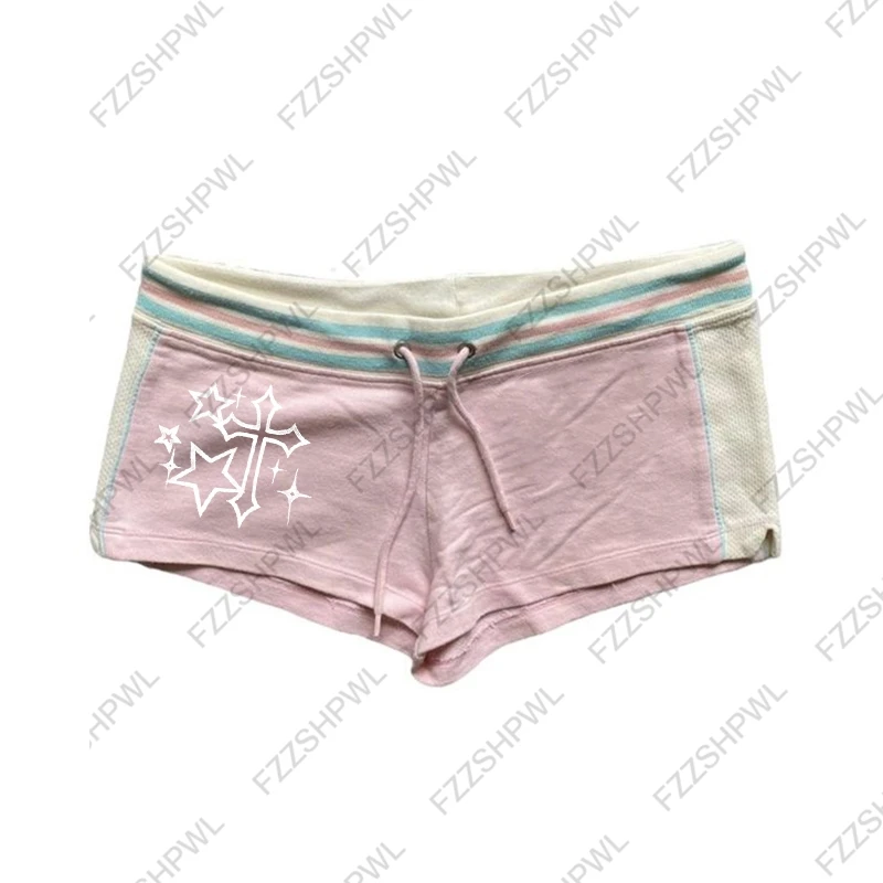 Y2K Shorts Aesthetics Graphic Print Cross Young Streetwear High street Pants Classic Minimalist Casual Chic Fashion Hot pants