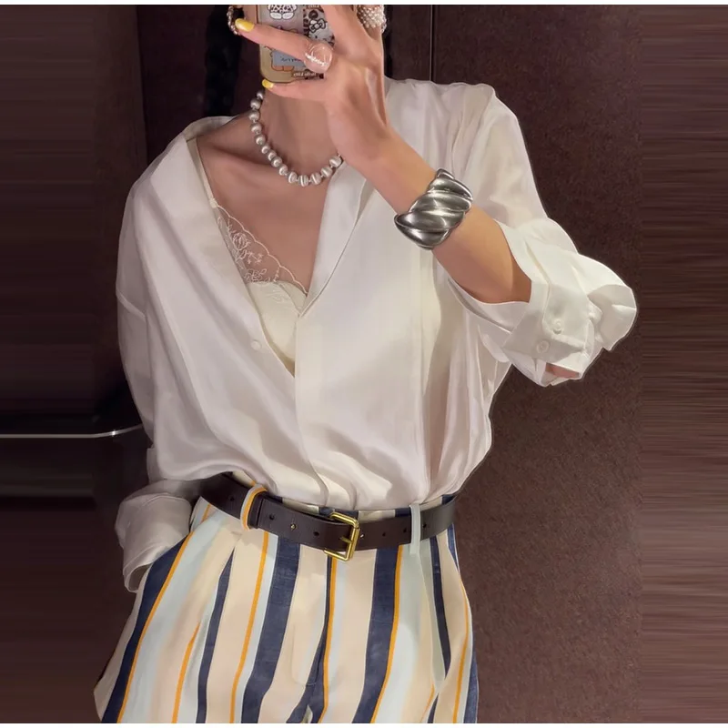 Women Striped Fabric Wide Leg Shorts High Waist Button Side Pockets Casual All-match Short Trousers 2026 Summer Office Outfits