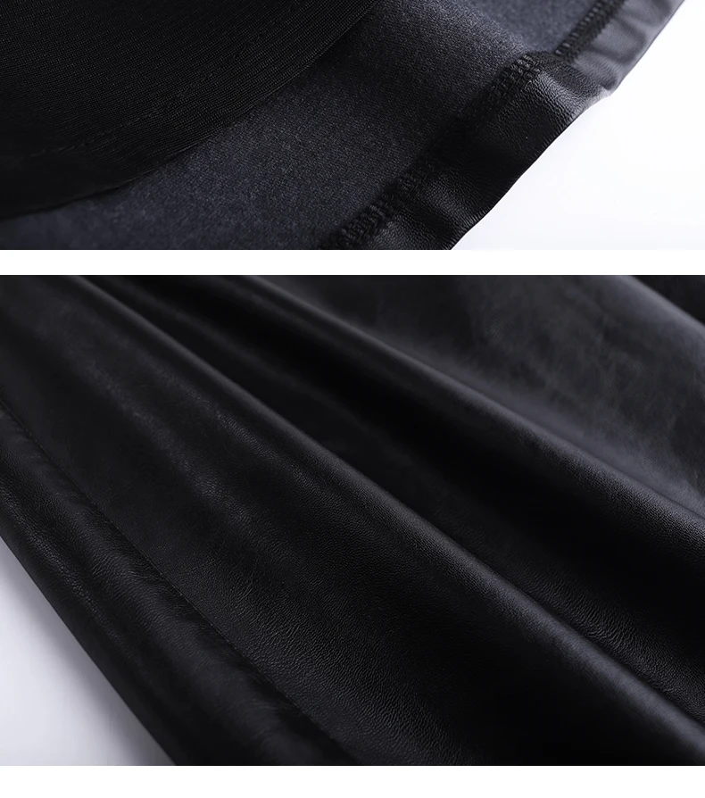 Black PU Leather Bermuda Shorts For Women Loose Long Shorts Motorcycle Punk High Waist Knee Length Bermuda Femme