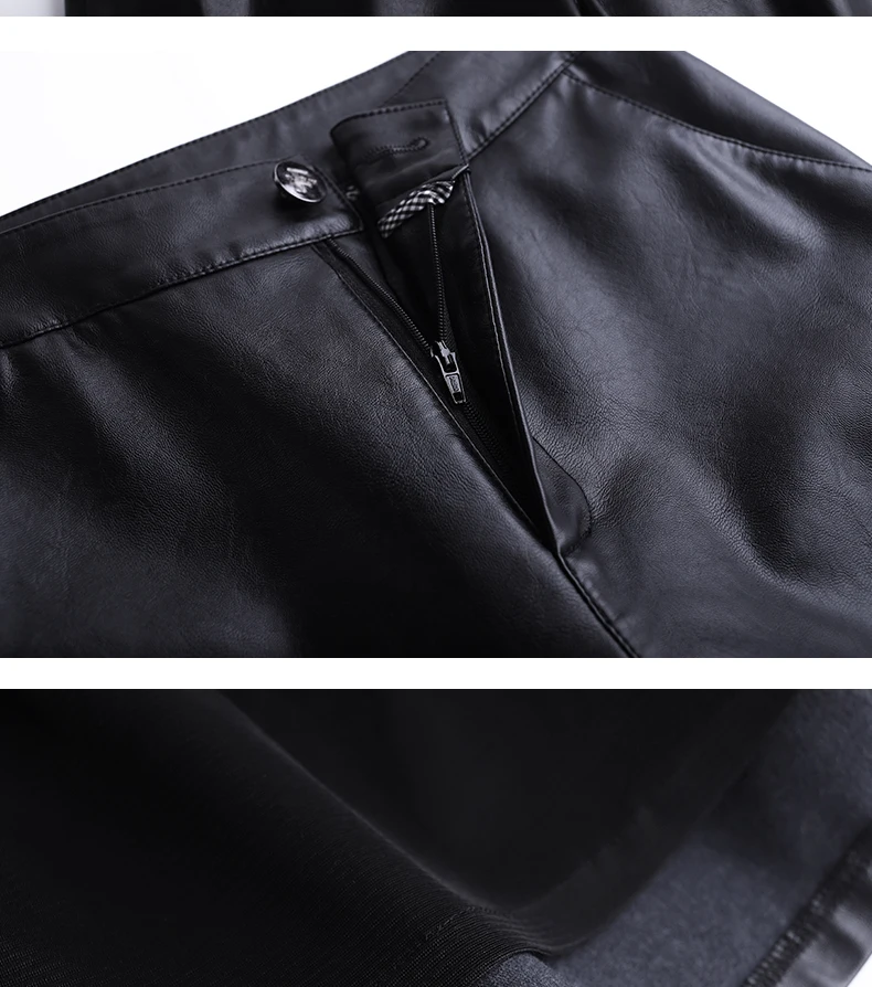 Black PU Leather Bermuda Shorts For Women Loose Long Shorts Motorcycle Punk High Waist Knee Length Bermuda Femme