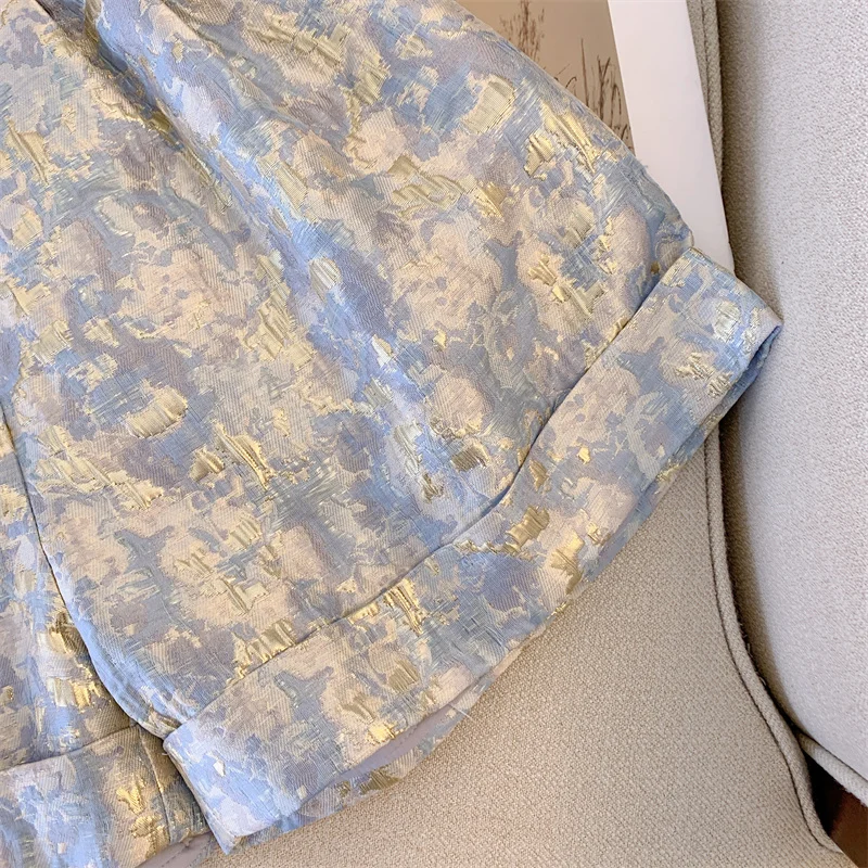 Women's Clothing Fashion Loose Solid Color Jacquard Shorts Summer Female Korean All-match High Waist Pockets Temperament Pants