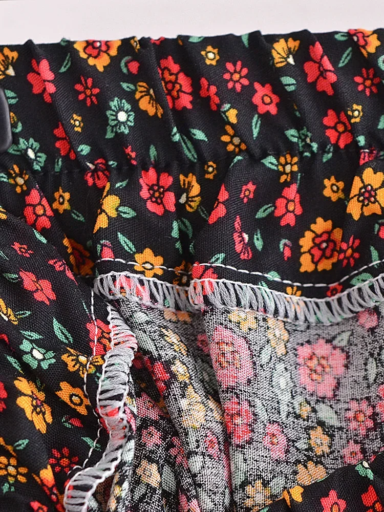 Boho Queens Women Wild Floral Print Bohemian Happie Short Ladies Beach Summer Elastic Waist Rayon Boho Shorts