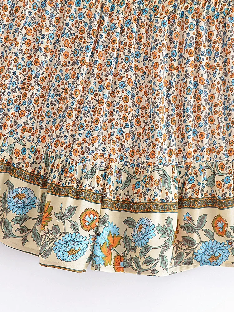 Boho Queens Women Wild Floral Print Bohemian Happie Short Ladies Beach Summer Elastic Waist Rayon Boho Shorts