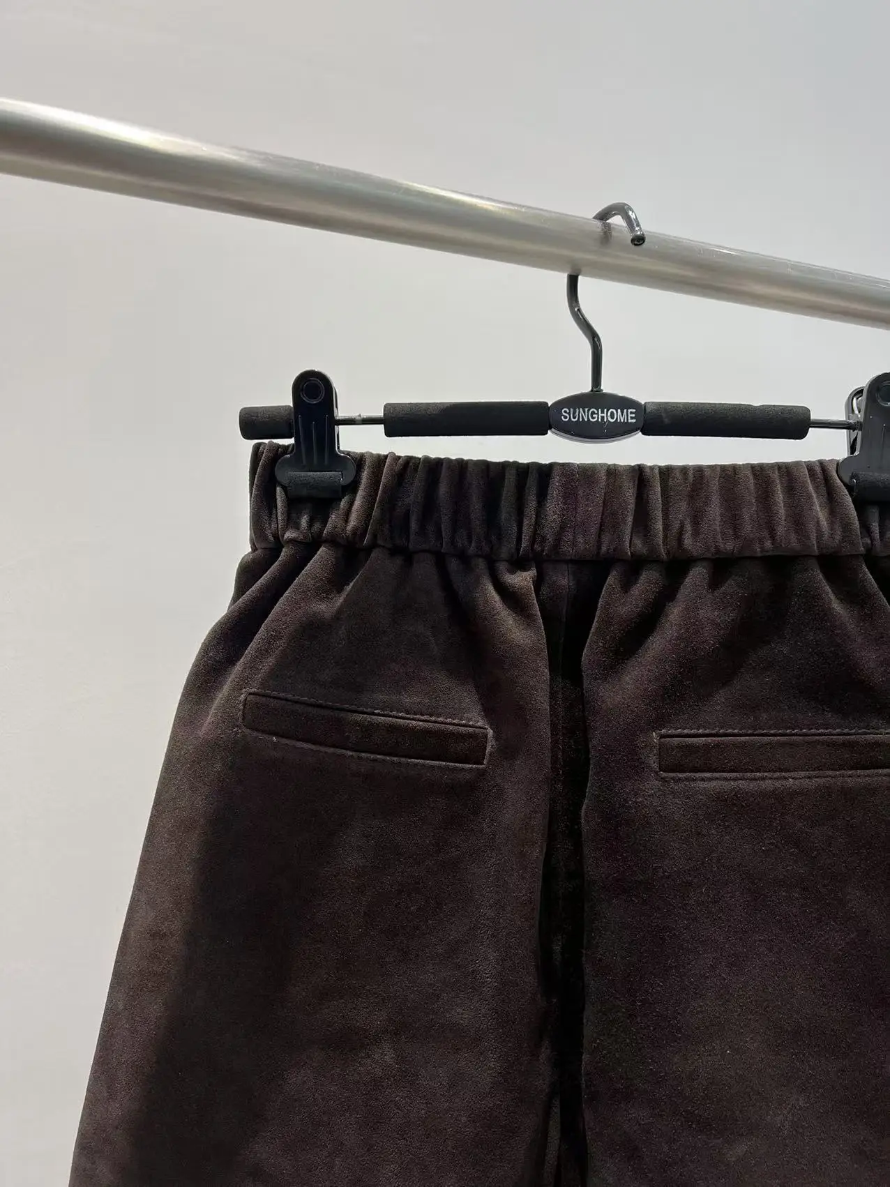 Suede Leather Shorts Women Spring Genuine Leather Harajuku Vertical Bar Short Britches Casual Bloomers Coffee Shorts de Mujeres