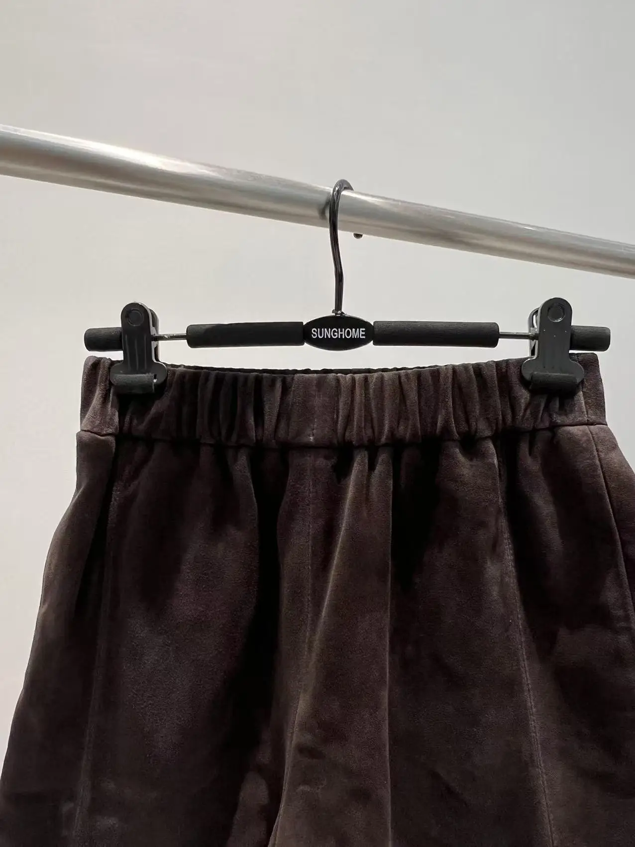 Suede Leather Shorts Women Spring Genuine Leather Harajuku Vertical Bar Short Britches Casual Bloomers Coffee Shorts de Mujeres