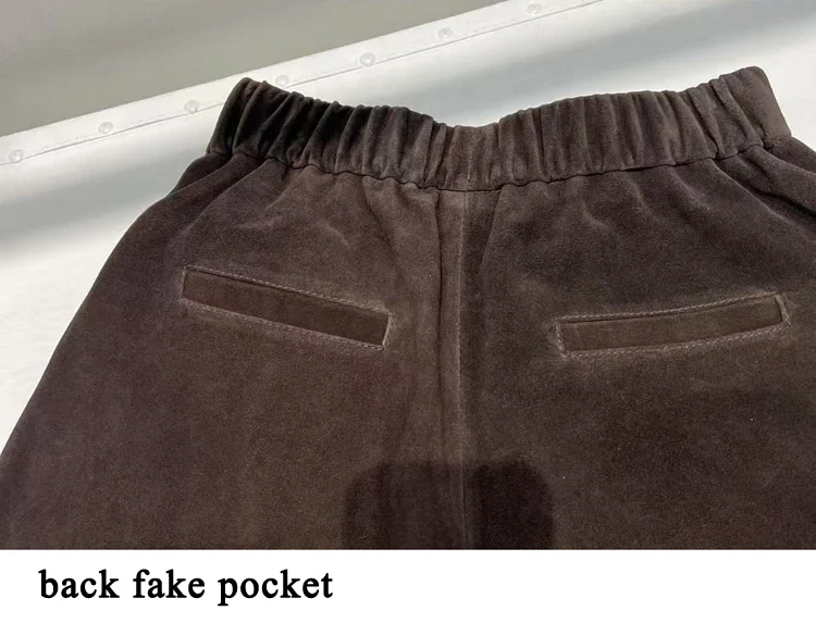 Suede Leather Shorts Women Spring Genuine Leather Harajuku Vertical Bar Short Britches Casual Bloomers Coffee Shorts de Mujeres