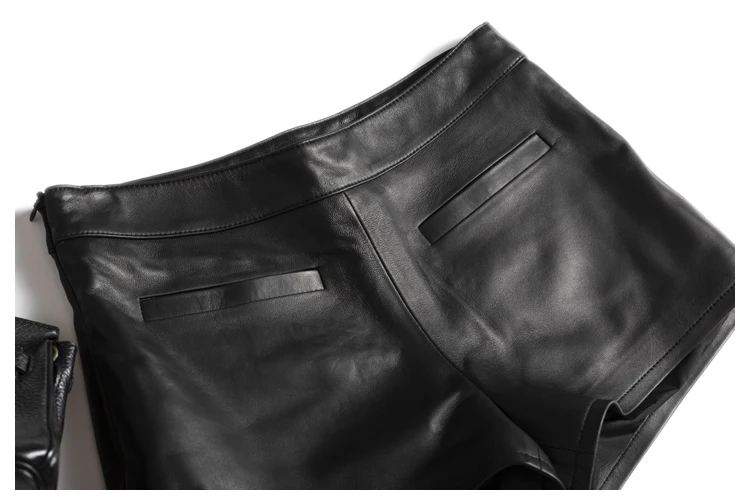 Metallic Genuine Leather Shorts for Women Splendid Korean Style Y2k Hot Micro Thin Pants Girls Casual Low Waist Slim Booty Skort