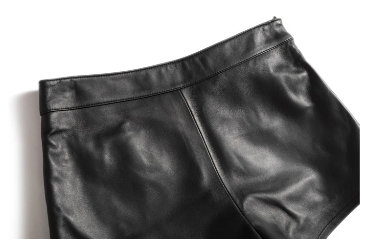 Metallic Genuine Leather Shorts for Women Splendid Korean Style Y2k Hot Micro Thin Pants Girls Casual Low Waist Slim Booty Skort