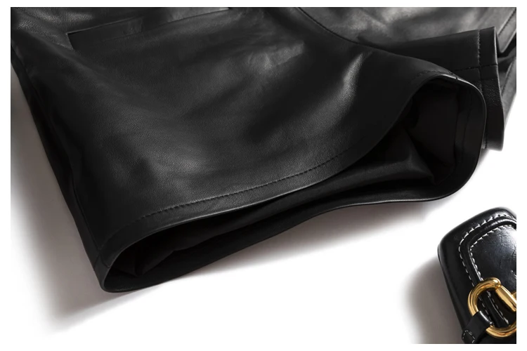 Metallic Genuine Leather Shorts for Women Splendid Korean Style Y2k Hot Micro Thin Pants Girls Casual Low Waist Slim Booty Skort