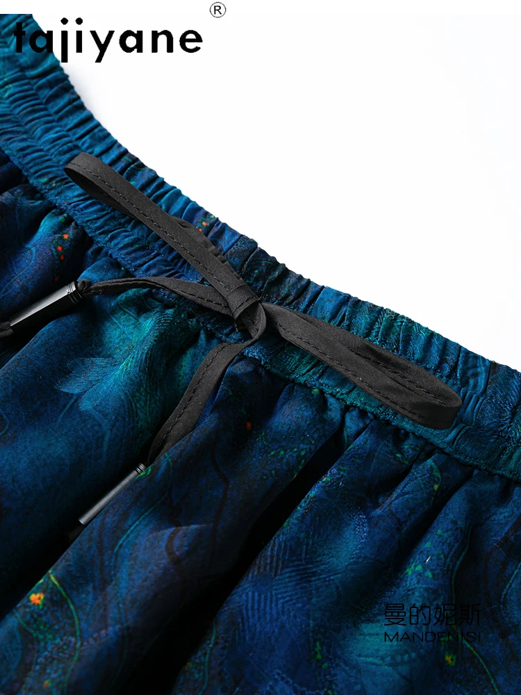 TAJIYANE 100% Natural Mulberry Silk Shorts Woman Summer Baggy Short Fashion Casual blue Short Pants Women Clothing 2025 шорты