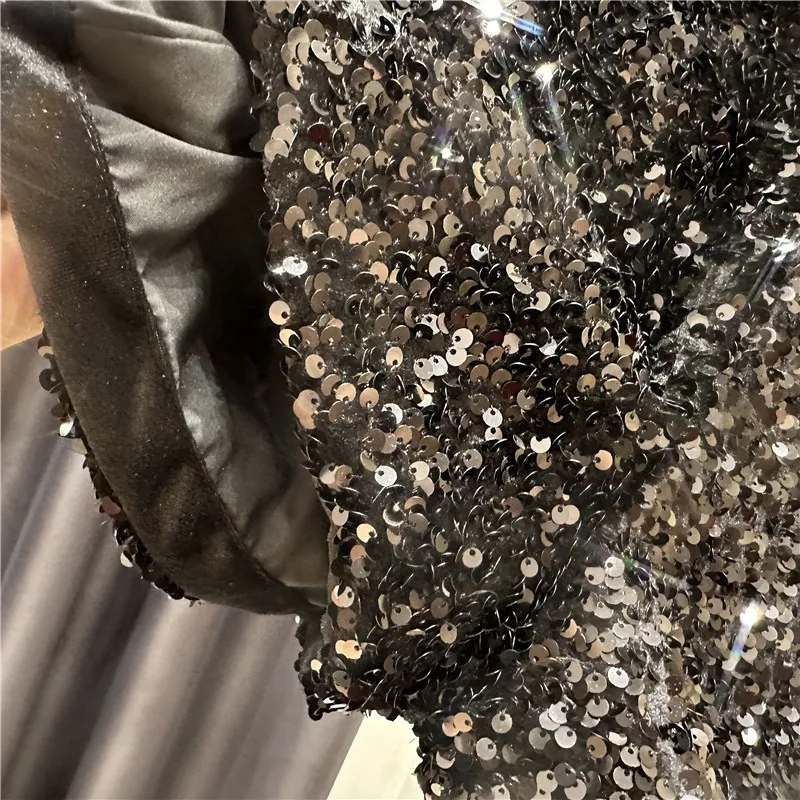 High Quality Sexy Sequins Shiny Zipper Shorts Women Nightclub Hot Pants for Women Black Silver