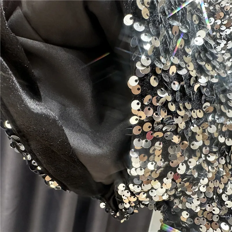 High Quality Sexy Sequins Shiny Zipper Shorts Women Nightclub Hot Pants for Women Black Silver